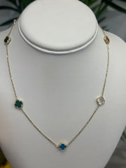 14k necklace 5 clover multi colors