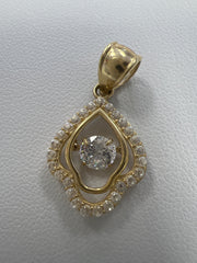 14k spade pendant w/ moving stone