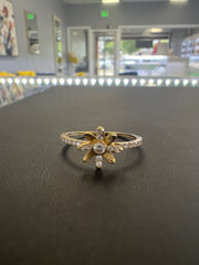 14k flower ring with stones