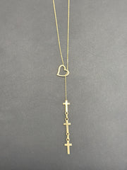 14k Heart necklace with cross