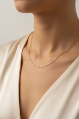 14k Necklace paperclip choker style 16” especial de madres