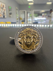 14k medusa ring with small white stones