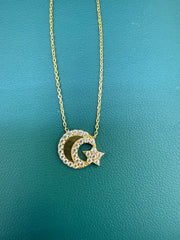 14k necklace choker mon and star Luna y Estrella