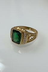 14k ring men green stone 5.65g