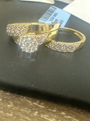 10k trio set wedding engagement diamond 0.33ct