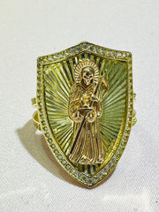 14k ring Santa Muerte en escudo protección