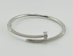 Silver bangle clavo nail with stones