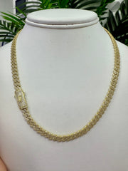 14k Monaco necklace choker with stones 18”long 5mm unisex 17g