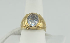 14k ring men round white stone