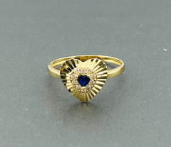 14k ring ladies heart with blue stone