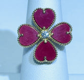14k Ring black flower stone