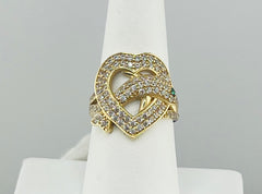 14k ring ladies heart with dolphin stone