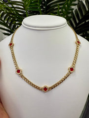 14k Monaco necklace red clover 17”