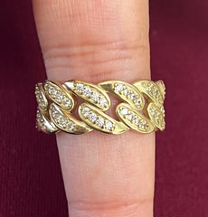 10k chain ring with stones