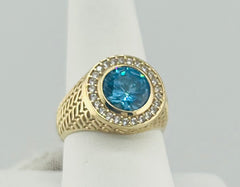 14k ring men blue stone