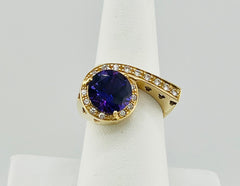 14k ring purple stone solid gold