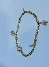 14k Tobillera 3color gold with charms