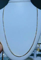 10k Necklace cuban style 2 tones white pave 24”