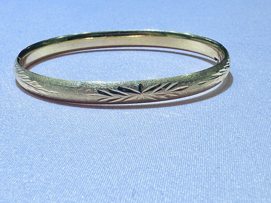 14k baby girl bangle bracelet 2” long