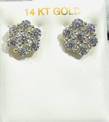 14k cz flower earing