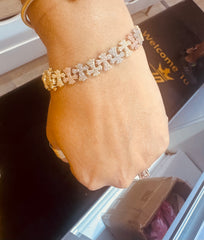 14k Bracelet 3 color stones cross 7” 14g