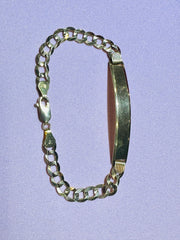 14k Cuban link plain yellow gold ID bracelet 8”