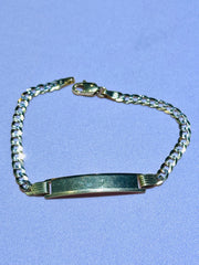 10k baby bracelet cuban link white diamond cut 6”