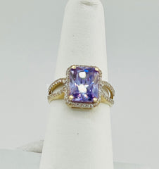 14k Ring design purple square stone