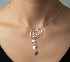 14k 3 color necklace chocker 4 Elephants 16”