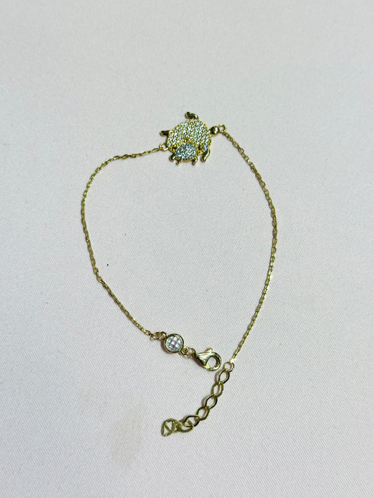 14k bracelet turtle with baby with stones