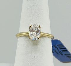 LADIES ENGAGEMENT RING SET 1 CT OVAL DIAMOND 14K GOLD
