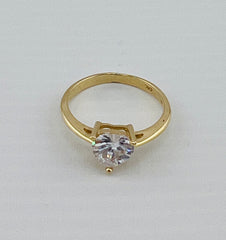 14k ladies heart stone ring