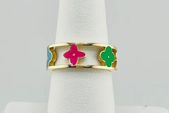 14k ring ladies multicolored flowers