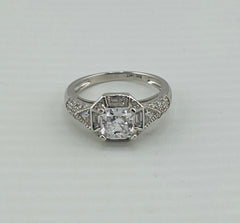 14k ring ladies engagement cz white gold