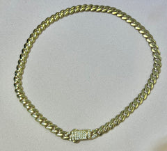 14k size baby monaco bracelet 4.6mm 7”