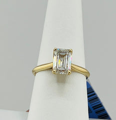 LADIES ENGAGEMENT RING SET 2.00CT EMERALD CUT DIAMOND 14K GOLD