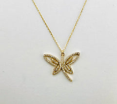 14k Necklace butterfly with stones