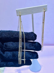 14k Earing 3 color long aretes voladores