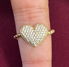 14k heart ring with stones