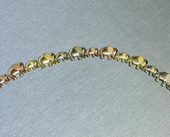 14k Tricolor elephant bracelet