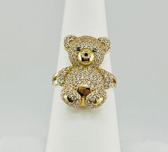 14k ring teddy bear with stone