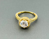 14k ring ladies engagement cz with halo