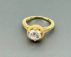 14k ring ladies engagement cz with halo