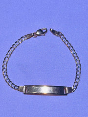 14k Baby bracelet ID cuban white diamond cut 6” 3.51g