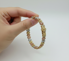 14k bracelet 3color cross with stones size 8