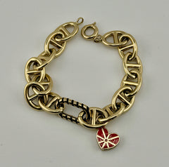 14k design style bracelet with red heart chain style