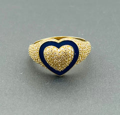 14k ring ladies heart with blue