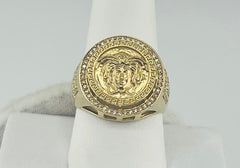 14k ring men round solid medusa