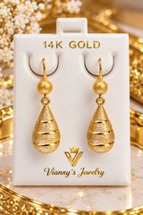 14k hanging long earrings