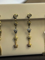 14k Multicolor dangle star earrings